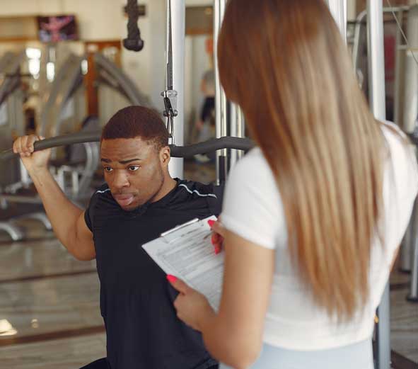 man training with coach